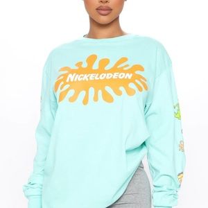 Teal Long sleeve ‘90s Nickelodeon top